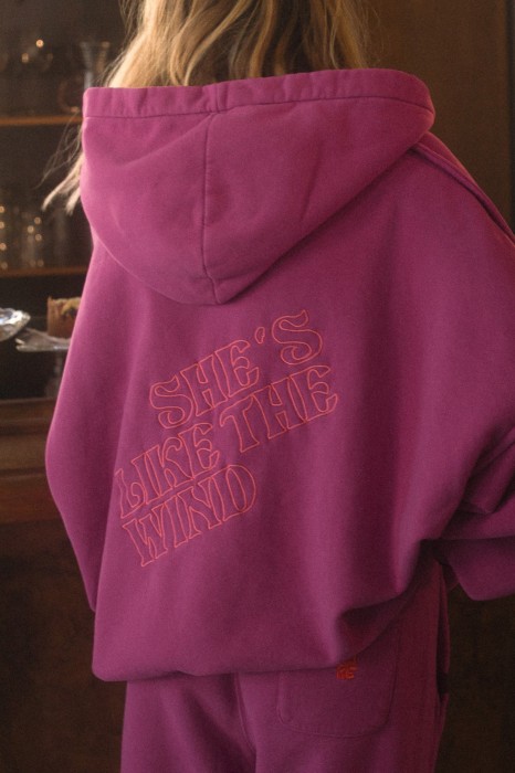 Boyfriend Hoodie She's Like The Wind Magenta vintage 